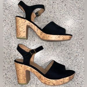Faux Suede Cork Platform Heels Sz 10